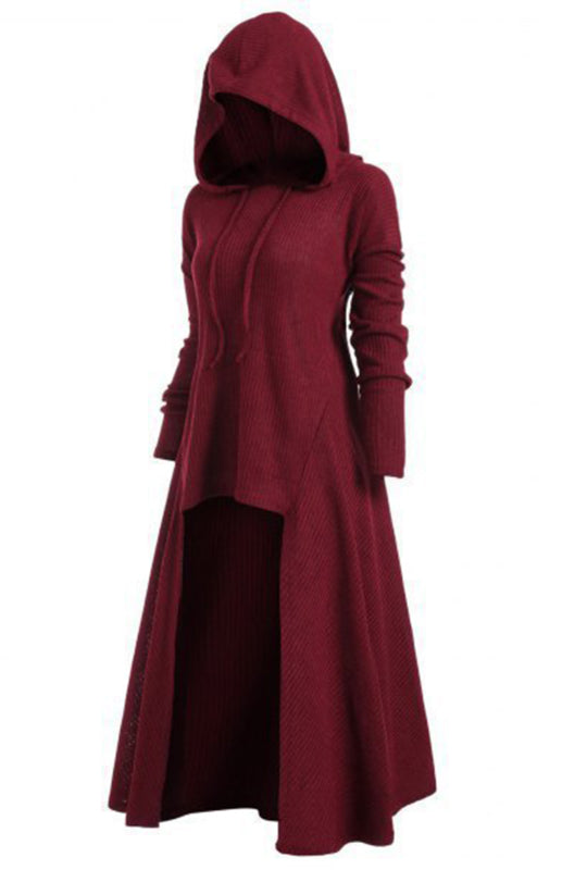 Hooded Casual Loose Elastic Solid Coat Dress